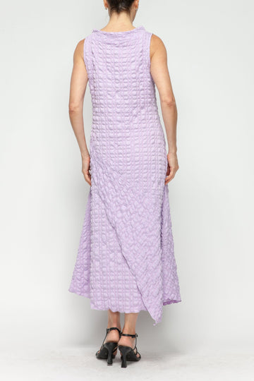 Lilac Mock-Neck Cold Shoulder Asymmetrical Dress